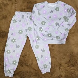 💜 Garanimals, 5T Girls, Gray and Purple Floral Kids Matching Set